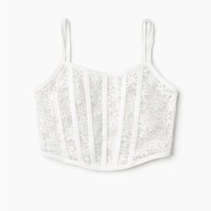SHEIN White Lace Corset Bustier Top XS Floral Lace